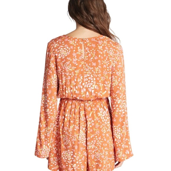 Roxy Spirit Awakes v-Neck Romper  Backed Clay Orange Floral Playsuit size S - Picture 10 of 13